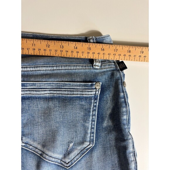 Rock & Republic Jeans Womens 10 Blue Denim Faded Distressed Straight Leg Cuffed - Picture 10 of 11